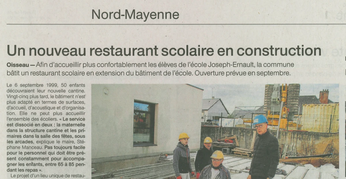 Construction d’un office de remise en température et d’une salle de repas à OISSEAU